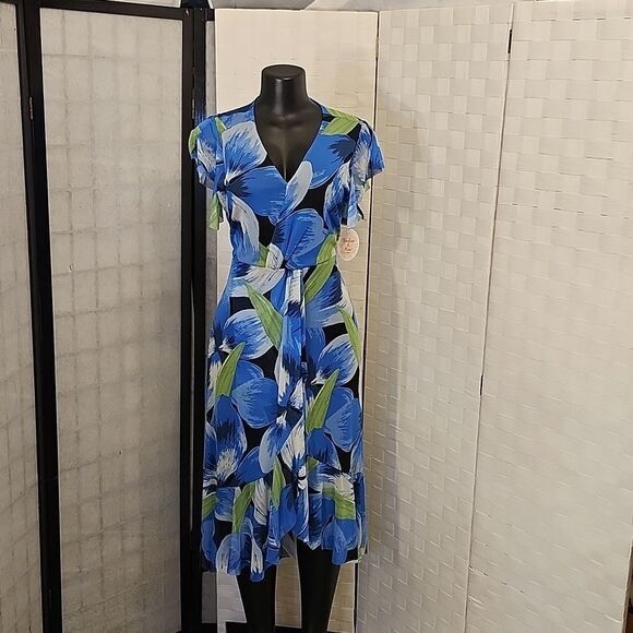 BRAND NEW HARLON & ROSE FLORAL PRINT SHORT SLEEVE DRESS - Picture 3 of 15